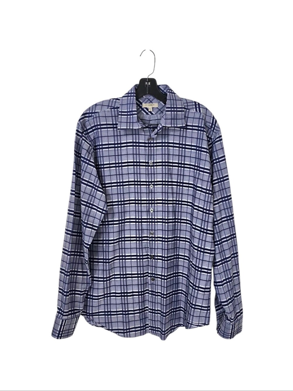 BURBERRY London Long Sleeve Check Plaid Button Up Shirt Blue Men's Large Office